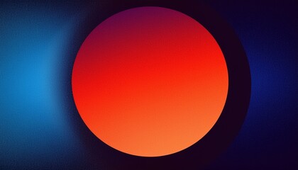 Grainy background glowing vibrant color gradient blue orange red black circle ring noise texture banner poster design