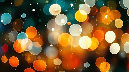 Poster - Bokeh Lights Night Rain Drops