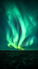 aurora dances over iceland at night