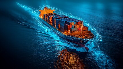 Aufkleber - Cargo Ship Navigation at Night