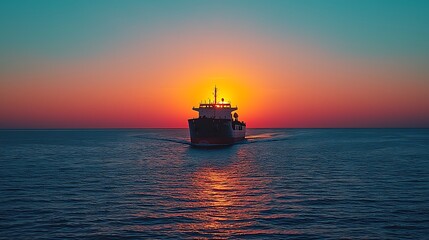 Poster - Cargo Ship Sunrise Seascape