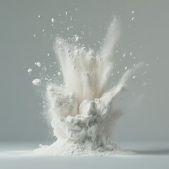 Aufkleber - White Powder Explosion: A Detailed Study of Fine Particles in Motion, Revealing Texture and Dynamics.