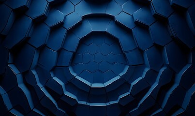 Poster - Abstract deep blue hexagonal background with geometric patterns