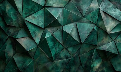 Poster - Emerald Geometric Pattern Metallic Surface Abstract Minimalist Wallpaper Texture