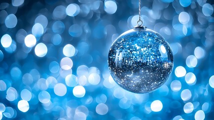 Aufkleber - Christmas Ornament, Blue Bokeh Background
