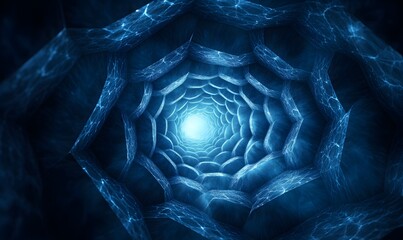 Aufkleber - Ethereal Blue Tunnel: An Abstract Journey into the Heart of Light