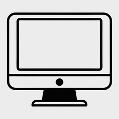 Poster - a minimalist black and white line drawing of a computer monitor. The monitor is depicted with clean lines and a simple aesthetic, perfect for representing technology and modern design