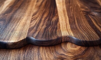 Poster - Detailed close-up shot showcasing the rich textures of a wooden surface with wavy patterns