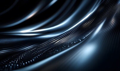 Poster - Sleek metallic surface with flowing lines and light reflections creating a dynamic texture