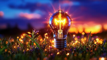 Poster - A captivating abstract maze made up of intricate patterns and shapes with a vibrant glowing light bulb at the center symbolizing the power of creativity innovation and the spark of new ideas