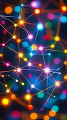 Poster - Colorful network, abstract lights, digital art