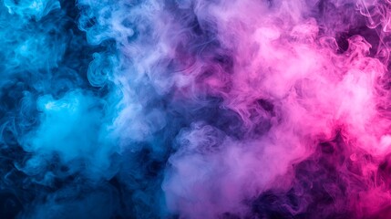 Aufkleber - Colorful smoke swirls on black background, vibrant pink and blue colors