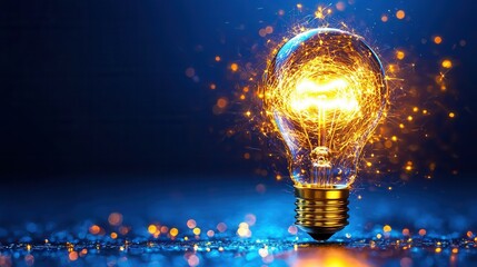 Poster - Brilliant glow of illuminating innovation and creativity with a burst of light radiating from a shining electrified light bulb