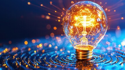 Poster - A high contrast labyrinth of abstract light and energy representing the spark of creativity the power of innovation and the boundless potential of the future
