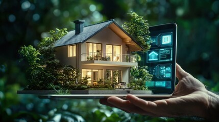 Poster - futuristic smart home with advanced automation energy efficient design and seamless technology for a