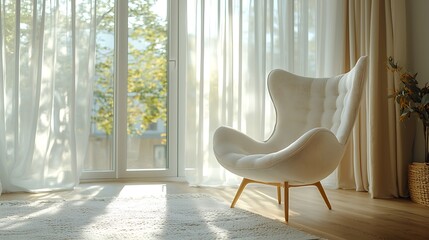 Poster - Cozy chair by window, sunny room