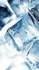 Poster - Elegant Ice Cubes Glistening in a Cool Backdrop for a Refreshing Web Application Design