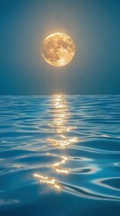Poster - Shimmering Moonlight Dances on Tranquil Ocean Waters at Dusk in Serene Coastal Landscape
