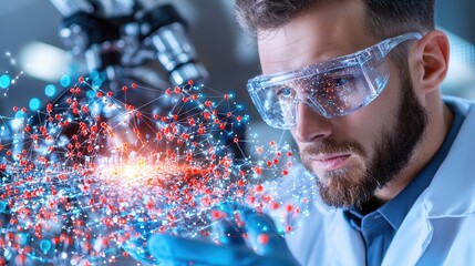 Poster - A diverse team of scientists including chemists biochemists and microbiologists collaborating in a modern