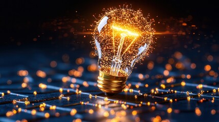 Poster - A visually dynamic and mesmerizing maze like design filled with a pulsating golden light explosion that radiates energy creativity and innovation