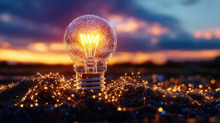 Poster - Glowing Lightbulb Symbolizing the Spark of Creativity and Innovative Thinking  A Visually Striking Conceptual Image Representing the Power of Problem Solving