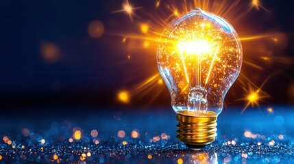 Poster - Captivating Maze of Luminous Light Bulb Illuminating the Path to   Intricate geometric pattern creates a mesmerizing and innovative design symbolizing creativity technology and the power of ideas