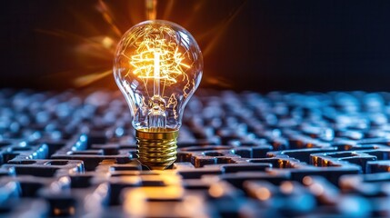 Poster - illuminating maze of innovation a glowing bulb sparks ideas and strategies for problem solving creat