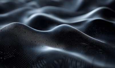 Poster - Abstract metallic waves with a dotted surface creating a dark flowing landscape