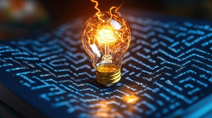 Poster - Intricate Maze Illuminated by Radiant Glow Visualizing the Power of Technology and Innovation in a Captivating Digital Landscape
