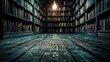 © AndiAzis - Dark Library Interior with Old Bookshelves and Wooden Floor