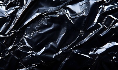 Poster - Abstract shimmering black plastic texture with reflective highlights pattern