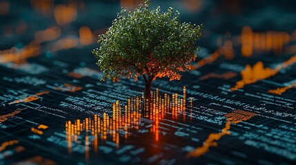 Aufkleber - Digital Tree on Data Grid