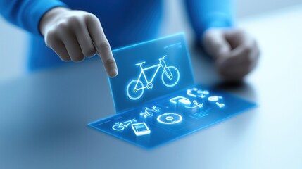 Poster - Engineer or designer adjusting and interacting with a futuristic digital display featuring touchscreen technology virtual controls and data visualization  Concept of product design augmented reality