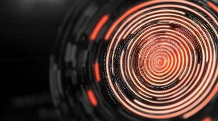 Poster - Captivating Maze like Abstract Spiral Pattern in Vibrant Shades of Red and Orange with an Intricate Mesmerizing and Futuristic Appearance Perfect for Backgrounds Wallpapers and Digital Art
