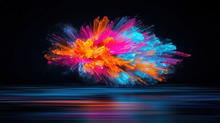 Poster - Explosion of Vibrant Colors and Dynamic Energy   A captivating and mesmerizing abstract visual representing the chaotic yet beautiful burst of color motion and energy