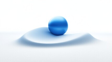 Poster - Floating Blue Orb on Tranquil Shoreline   Minimalist Fantasy Landscape Artwork with Serene Ethereal Atmosphere