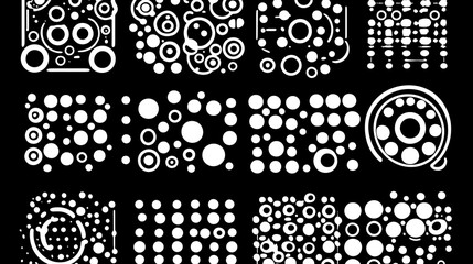 Poster - Minimalistic abstract circular patterns design in black and white style