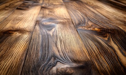 Poster - Textured wooden floor with natural wood grain and knots closeup detail