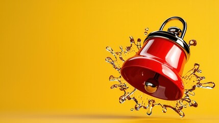 Poster - Vibrant 3D notification icon in a smooth modern design against a minimalist yellow background