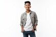 © ThomasLENNE - Half-Length (Waist-Up) portrait of young stylish smiling Bruneian male model in western wear isolated on pure white background looking at camera