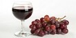© revengestudio - Glass of red wine and grapes isolated on white background from side view