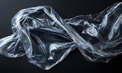Poster - Translucent fabric dynamically draped over a dark backdrop creating abstract forms