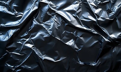 Poster - Reflective Crinkled Texture of a Dark Sheet of Material Close up