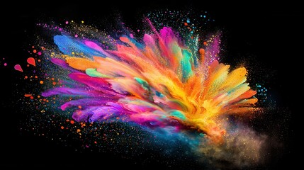 Poster - Surreal and dreamlike burst of finely detailed colorful powder explosion  A visually striking and captivating abstract digital art image
