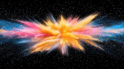 Poster - Surreal and dreamlike burst of finely detailed cosmic powder explosion with a dynamic and vibrant array of colors textures and energy