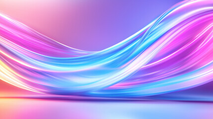 Poster - Flowing waves of color blend seamlessly, forming an abstract background filled with vibrant pinks, cool blues, and soft purples