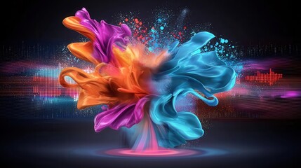 Poster - Captivating digital art wallpaper featuring a vibrant and dynamic explosion of color with fluid movements kaleidoscopic patterns and a futuristic surreal aesthetic