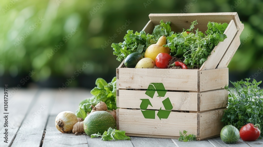 Sustainable Wooden Compost Box Filled with Decomposing Fruits and ...