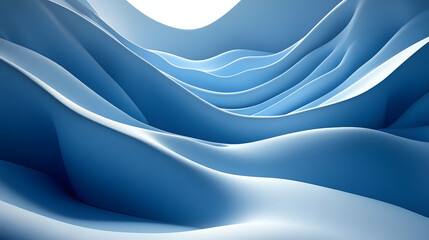 Wall Mural - A smooth and flowing blue abstract background with wave-like curves