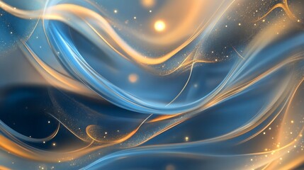 Poster - Crafting a luxurious abstract design art studio digital artwork contemporary space elevated perspective elegance in blue and gold